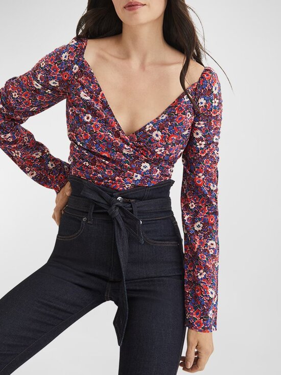 Veronica Beard Tops - Veronica Beard Sabo Floral Surplice Crop Top